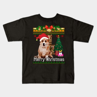 Ugly Christmas Sweater Welsh Corgi Kids T-Shirt